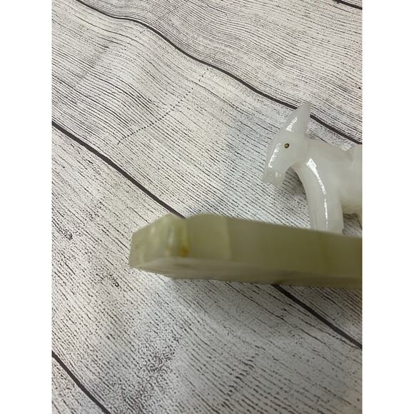 Carved Onyx & Marble Donkey Figurine Ashtray Rustic Decorative Trinket - Picture 6 of 8